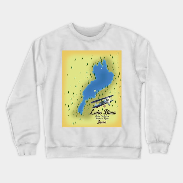 Lake Biwa Japan map Crewneck Sweatshirt by nickemporium1